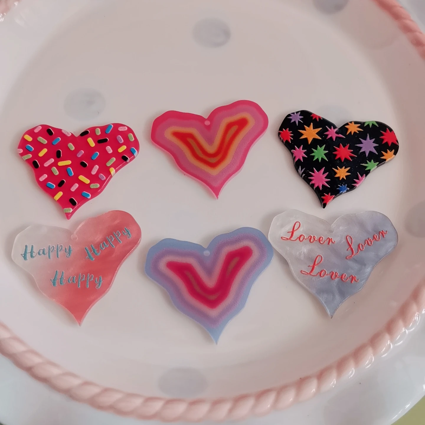 Love Heart Happy Valentines Day Resin Flatback for Hair Bows Planar Resin Crafts DIY Sweet Gift Decorations
