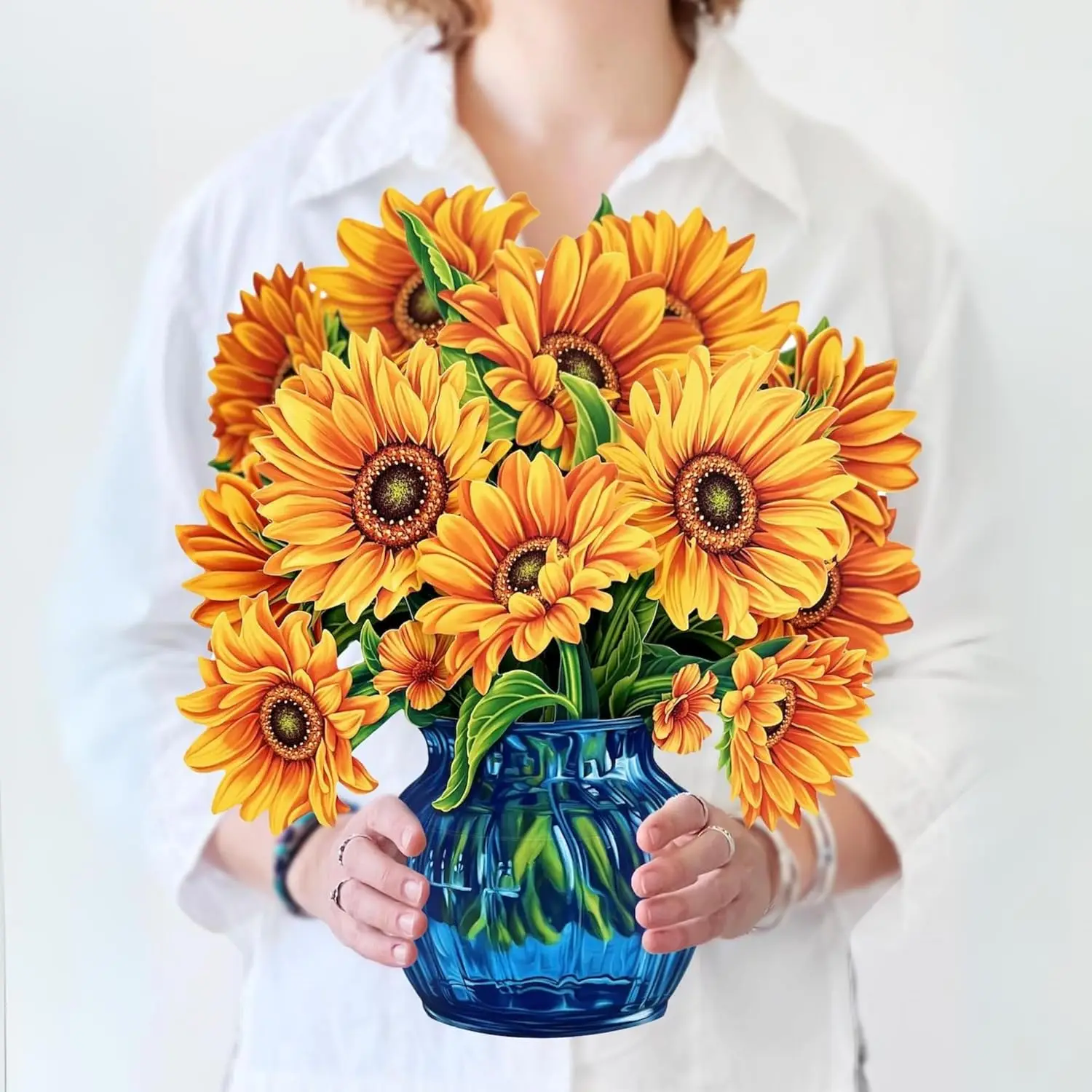 

Paper Pop Up Cards, Sunflowers, 12 Inch Life Sized Forever Flower Bouquet 3D Popup Greeting Card, Birthday Cards, Get Well Gifts