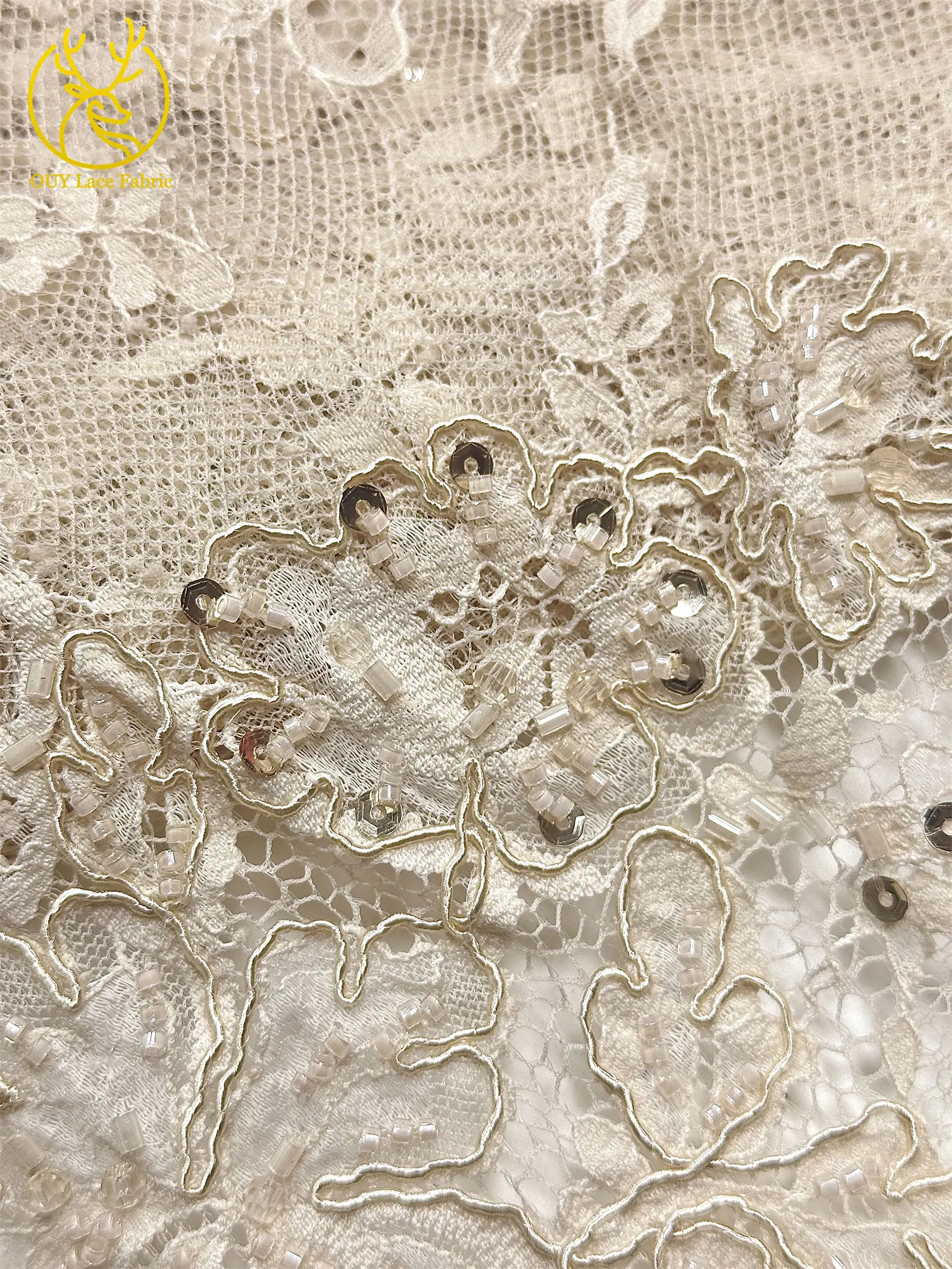 2026 Schwarzer Afrikanischer Perlen-Pailletten-Tüll-Spitzenstoff, Hochwertig und Luxuriös für Damen-Hochzeiten, DIY-Näharbeiten, Kleiderverzierung, 3 Meter – Detail 10