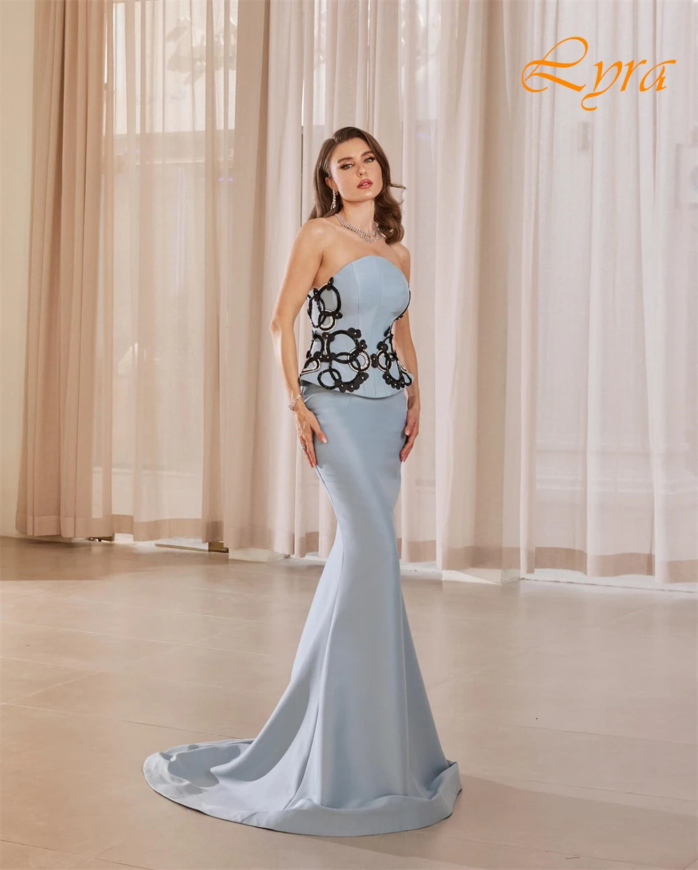 فستان سهرة كلاسيكي مخصص بدون حمالات من الجيرسيه، مزين بشكل رائع، فساتين حفلة موسيقية، حورية البحر، فساتين مناسبة خاصة