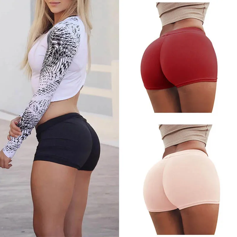 

Sexy Shorts Women Sports Wear Fitness Short Pants Skinny Female Push Up Gym Clothing Solid Color Elastic Breathable