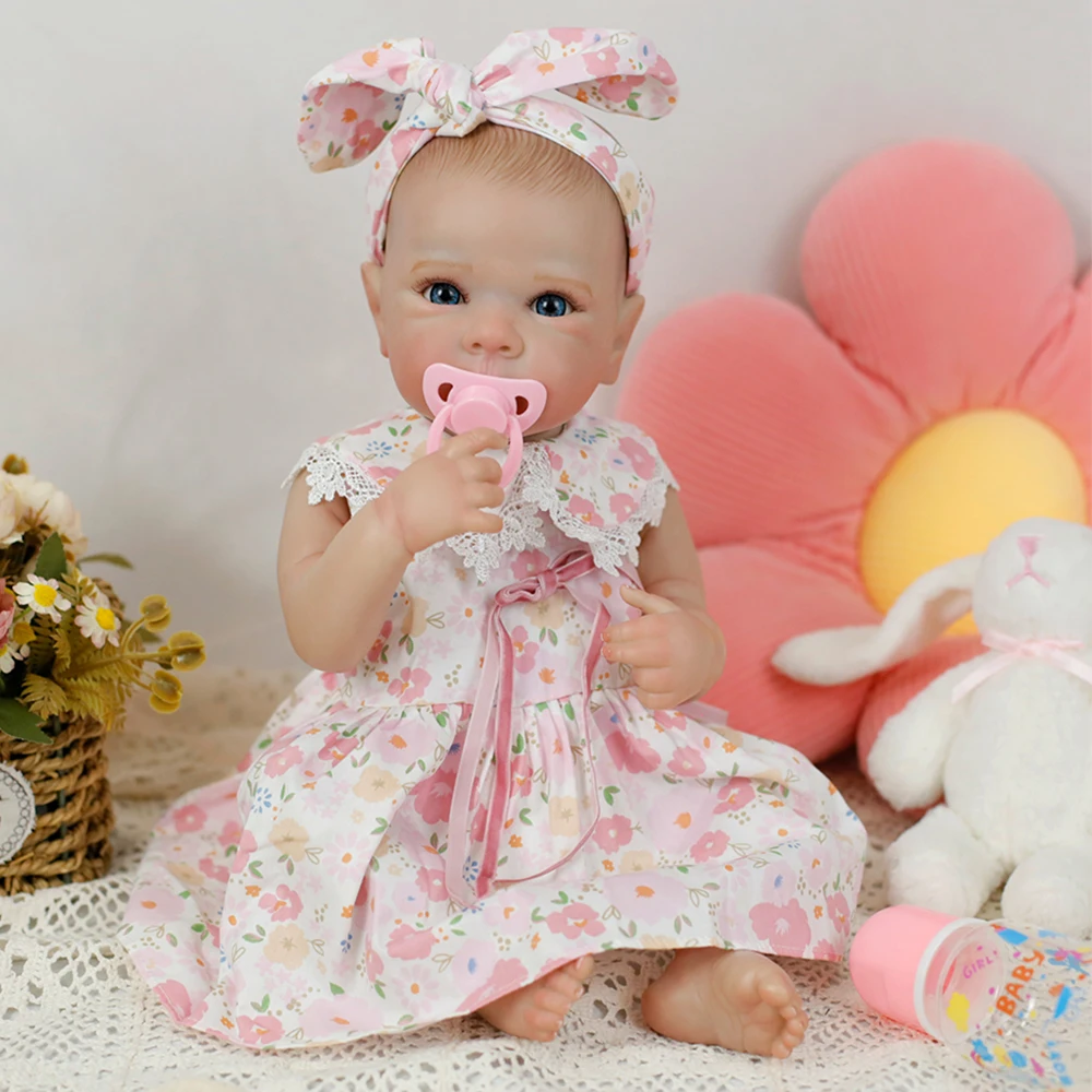 19인치 리본 베이비돌 베티, 파란 눈, 수제 3D 피부, 눈에 띄는 정맥, 사실적인 머리카락, 베베 리본 장난감 선물