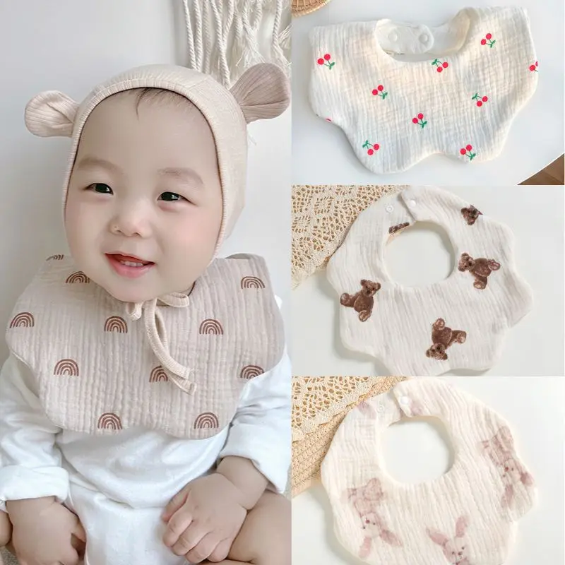 

Baby Feeding Bibs 360 Degree 6 Layers Cotton Yarn Petal Infants Lace Saliva Towel Newborn Toddler Soft Cotton Burp Cloth Kid Bib