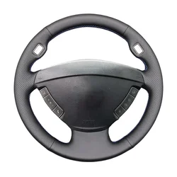 Black Artificial Leather Car Steering Wheel Cover for BMW 7 Series E65 E66 2001 2002 2003 2004 2005 2006 2007 2008 (3 Spokes)