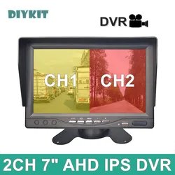 DIYKIT 7inch AHD IPS 2CH Rear View Car Monitor Support CVBS 720P 1080P AHD Car Camera Video Recording