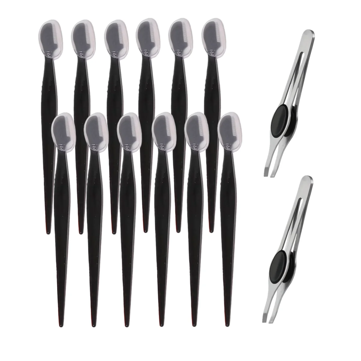 7/14 Black Long-Handle Eyebrow Trimming Scissors And Tweezers Set for Precise Eyebrow Grooming And Shaping Eyeshadow Makeup Tool