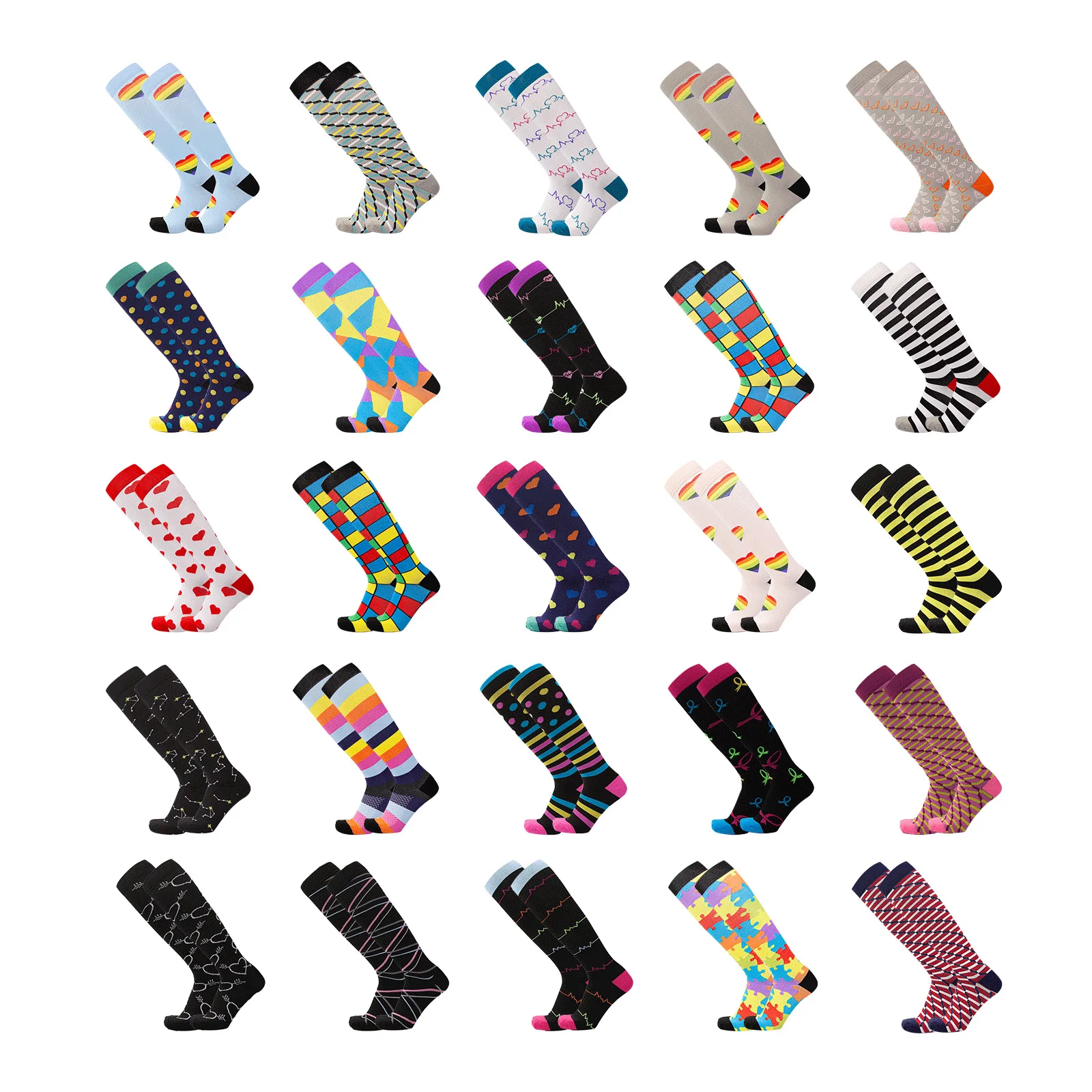 Long Tube Compression Socks for Men and Women, Suitable for Sports, Medical, Business, Travel, Cycling