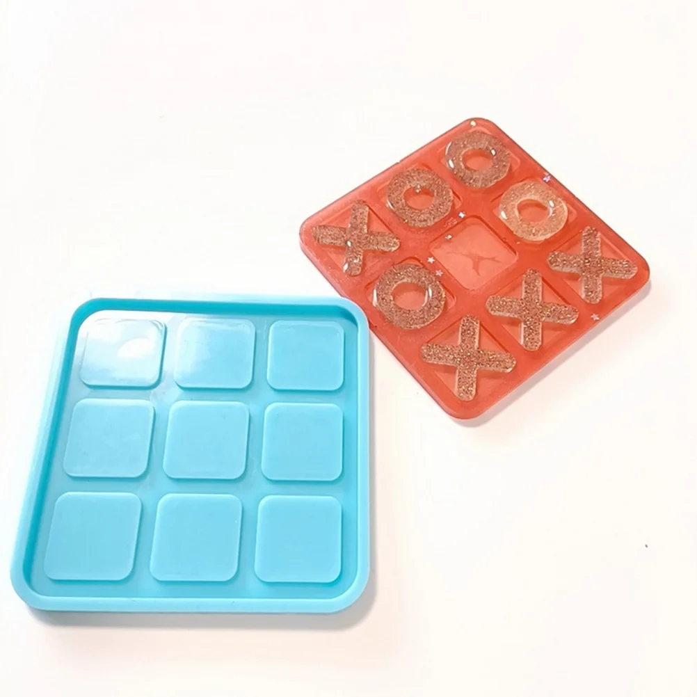 Xo Board Mold Silicone Molds Desktop Resin Table Game Sky-blue Chess for Casting Chessboard