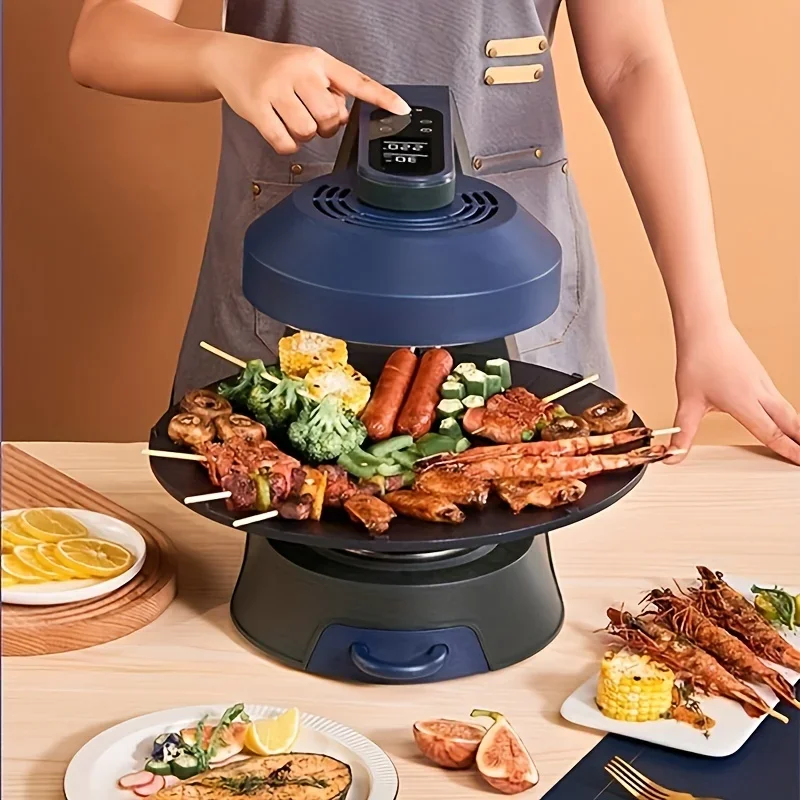 Korean Infrared Barbecue Oven Indoor Smoke-free Electric Baking Tray Automatic Rotating Electric Barbecue Oven Light Wave Oven