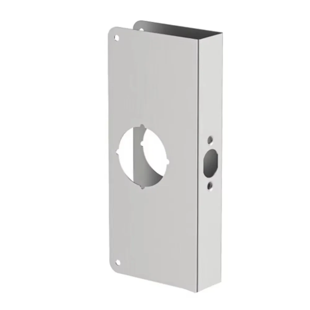 Stainless Steel Door Lock Reinforcement Plate Heavy Duty Silver Door Repair Plate Single Hole with Screws Lock Reinforcement Kit