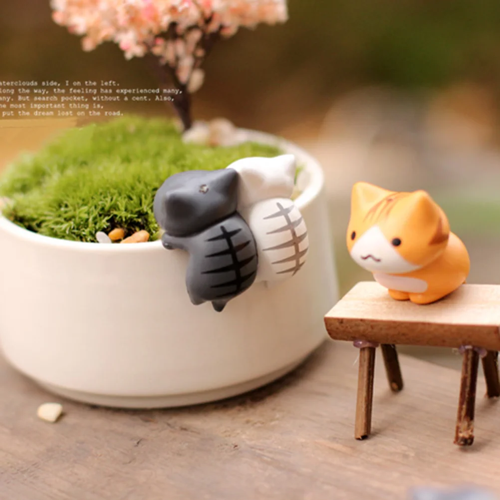 2 Count Cat Micro Landscape Decoration Craft Miniatures Garden Bonsai Small Fresh