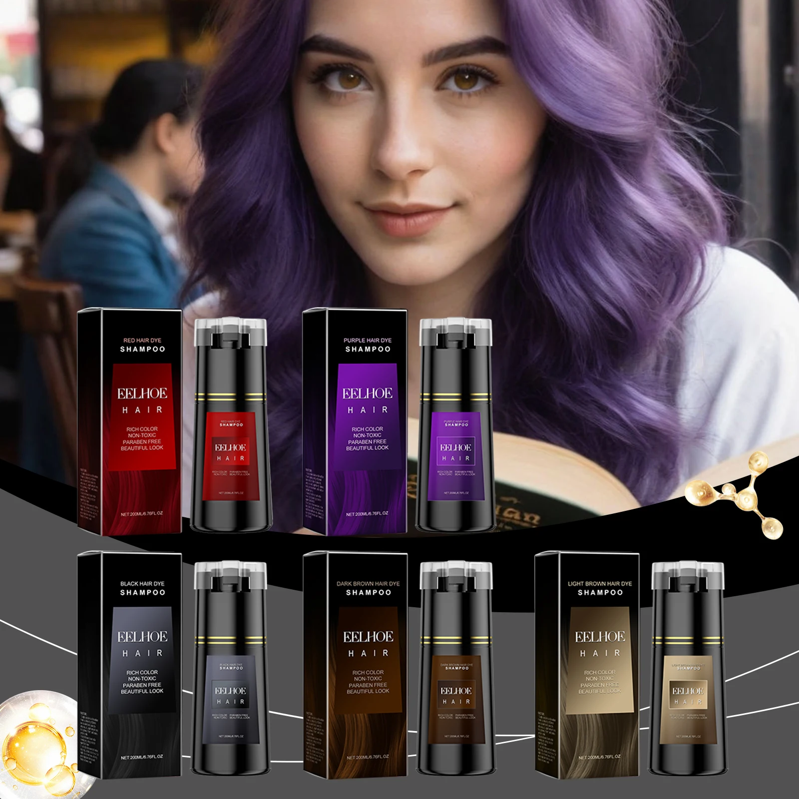 【In Stock】Multi-Color Hair Dye Shampoo Fashion Long Lasting Color Mild Hair Care Nourishing Smoothing Shampoo Long-Lasting Color