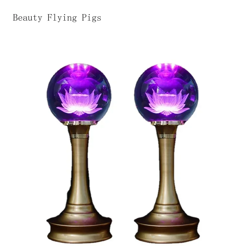 

7 Colors Crystal Lotus Simulated Candlestick Household Shrine Candlestick Buddha Candlestick Decoration Feng Shui Buddhism