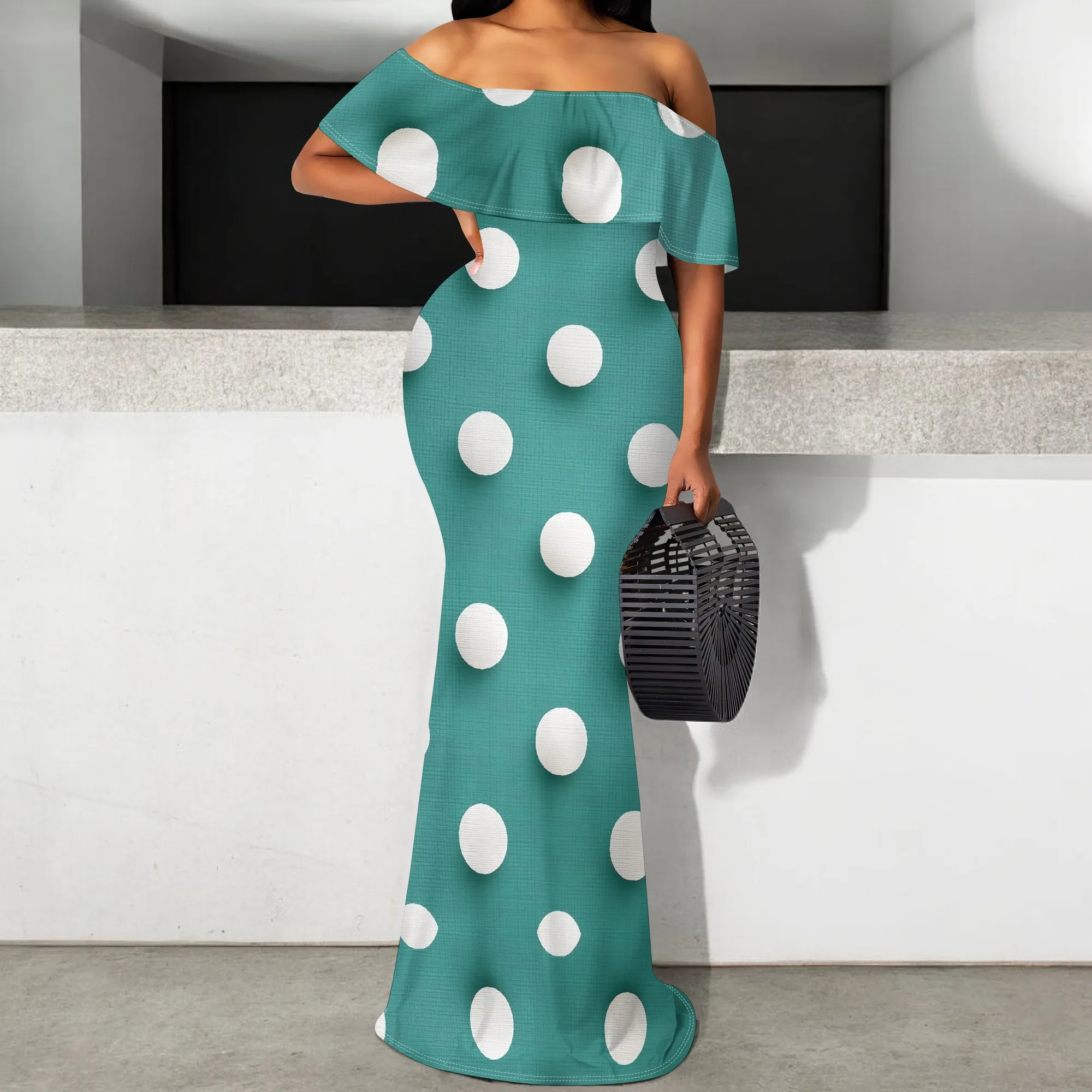 

Off-Shoulder Women's Polka Dot Maxi Dress 2025 New Arrival Sleeveless Summer Casual Dress S-3XL