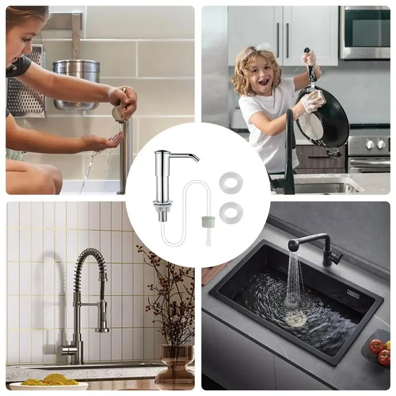 

ABRB-Soap Dispenser Extension Tube Kit Household Kitchen Sink Liquid Soap Dispenser Bathroom Lotion Detergent Hand Press