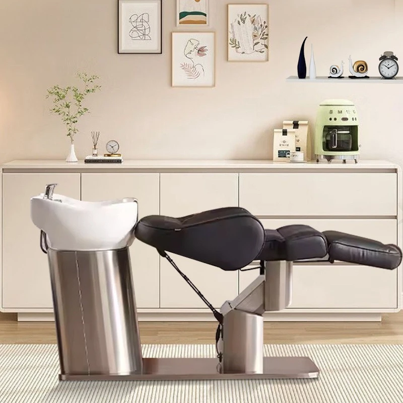 Electric voice ceramic basin shampoo bed, barber shop special flush bed, shampoo chair