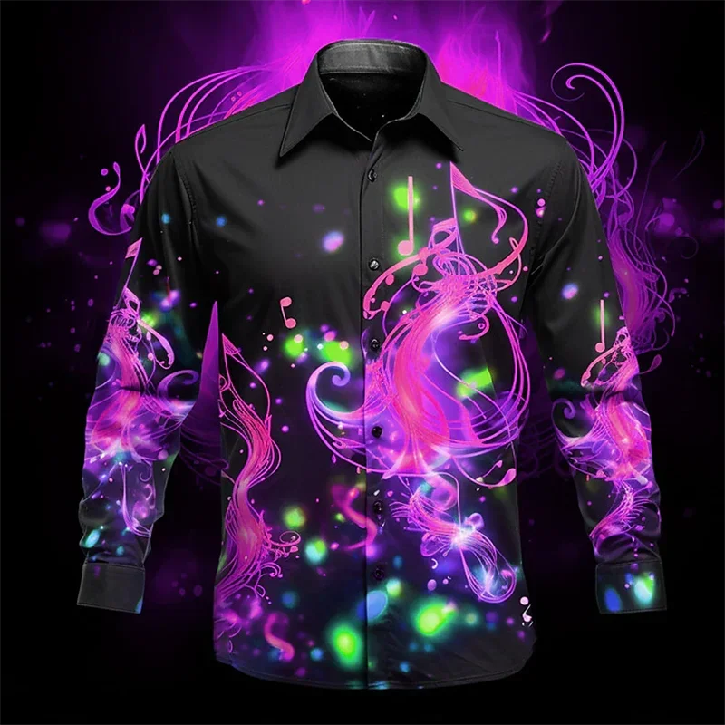 2026 Men's Tops Suit Lapel Splash Paint Shirt Fashion Men's Luxury Casual Sports Light Comfort Soft Diamond Square Dark Design
