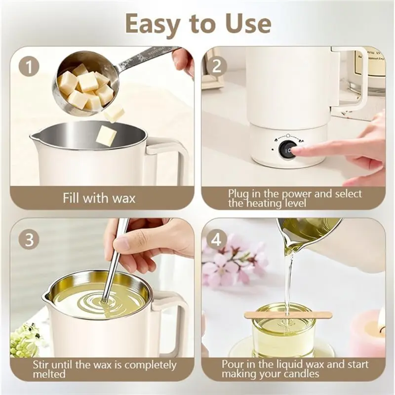Electric Wax Melting Pot Kit 800ML Melter For Candle Making,DIY Supplies Includes Thermometer, UK Plug