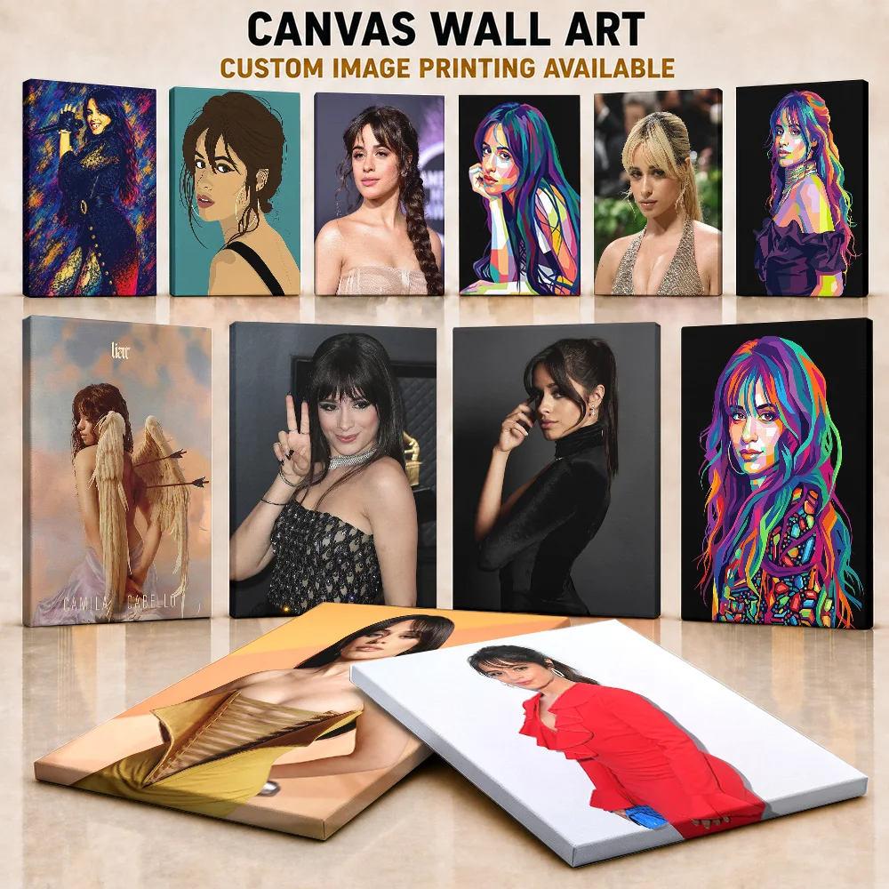 Camila Cabello Framed Canvas Poster Customized Photo Vibrant Pop Singer Style Canvas Wall Art For Bedroom Celebrity Fan Gift
