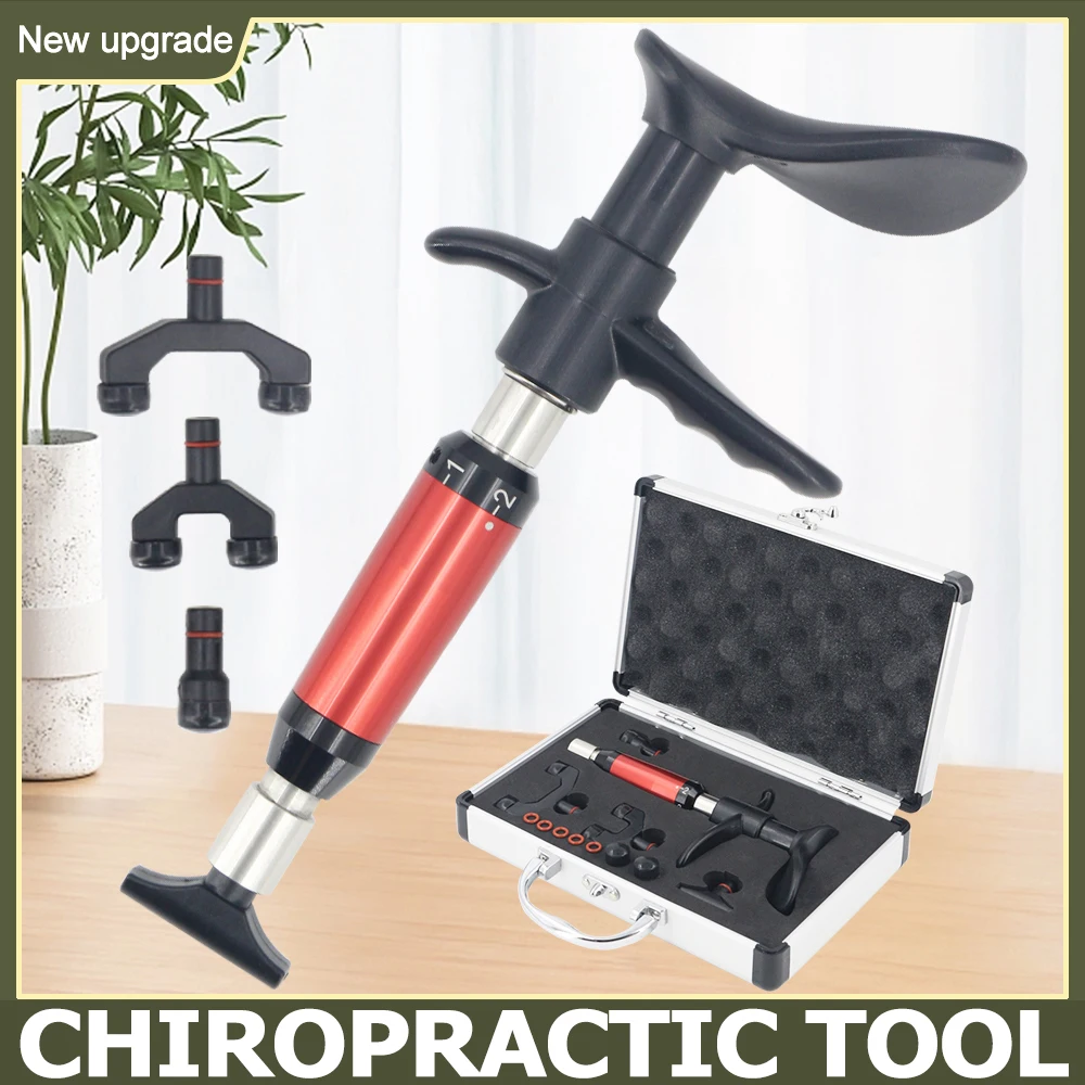 

New Chiropractic Adjustment Tool Manual Gun Therapy Spine Pain Body Relax Adjust Vertebration Tool 6 Levels Four Head Massager