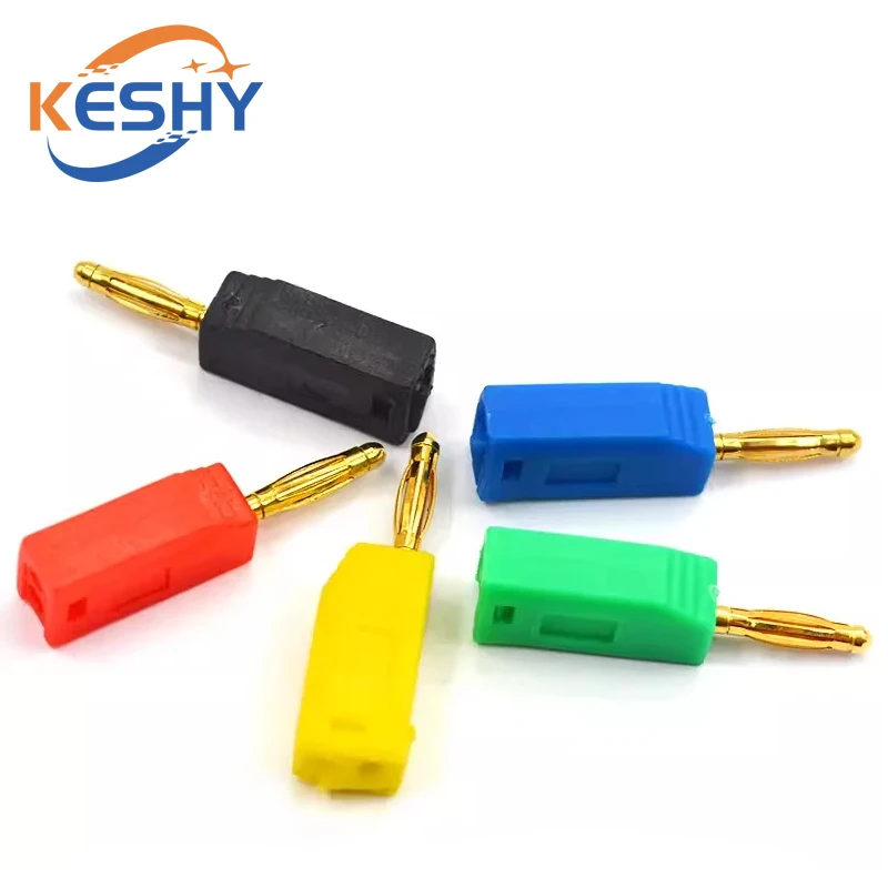 5PCS 2MM Banana Plug Gold Plating Stackable Electrical Terminal Connector Accessorie Male Retractable Tube Wire Solder Connector