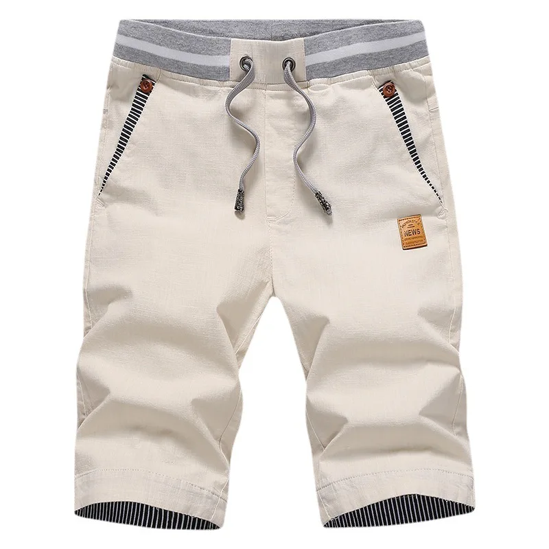 Pantalones de playa de algodón de secado rápido para hombre, pantalones cortos de ocio, ropa deportiva, talla grande, Verano