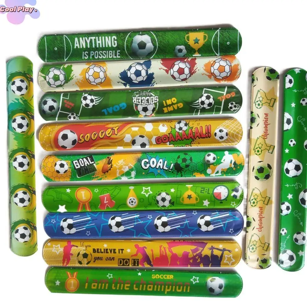 12PCS Kids Toy Hand Ring Football Papa Circle Decoration Bracelet Child Slap Band Snap Wrap Favor Football Clap Circle Birthday