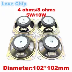 2Pcs 4 inch 102mm 4Ω/8Ω/5W/10W 8 ohms 4 ohms Car Audio Power Amplifier Square Speaker Bubble Edge External Magnetic Loudspeaker