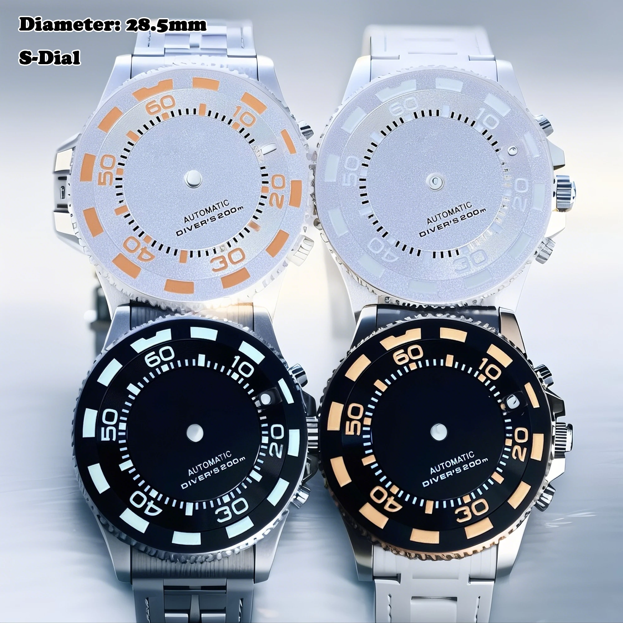 

Механизм NH35/NH36/4R/7S — дайверский циферблат с S-логотипом 28,5 мм и зеленой подсветкой | Полные аксессуары для модификации часов SKX-стиля