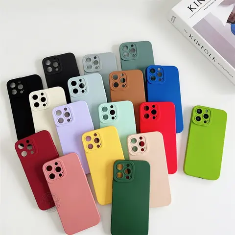 iPhone 16 15 14 13 12 11 Pro Max Plus 오리지널 액체 실리콘 케이스 보호대 캔디 컬러 충격 방지 럭셔리 소프트 풀 커버