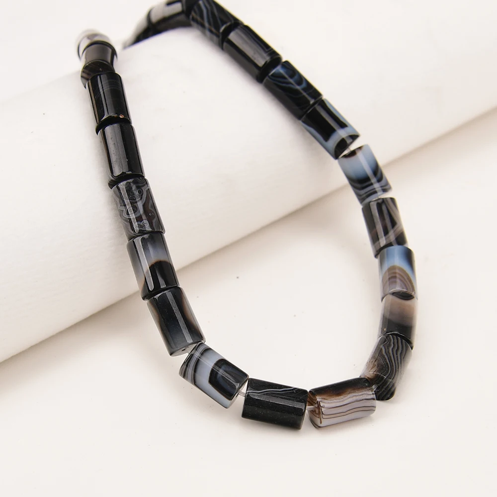 

APDGG 2 нити разноцветных бусин из черного агата цилиндрической формы для изготовления украшений своими руками