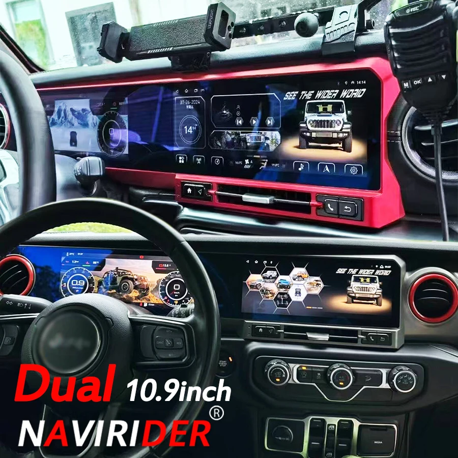 For Jeep Wrangler 2018-2022 LCD Instrument Panel Dual Screen Android Multimedia Video Player Carplay GPS Navigation Android Auto