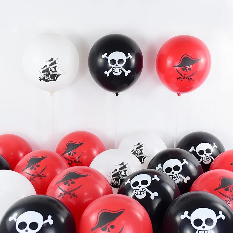 

12Pcs Halloween Pirate Theme Party Balloon Pirate Ship Skull Halloween Nautical Party Birthday Home Decoration Balloons Props