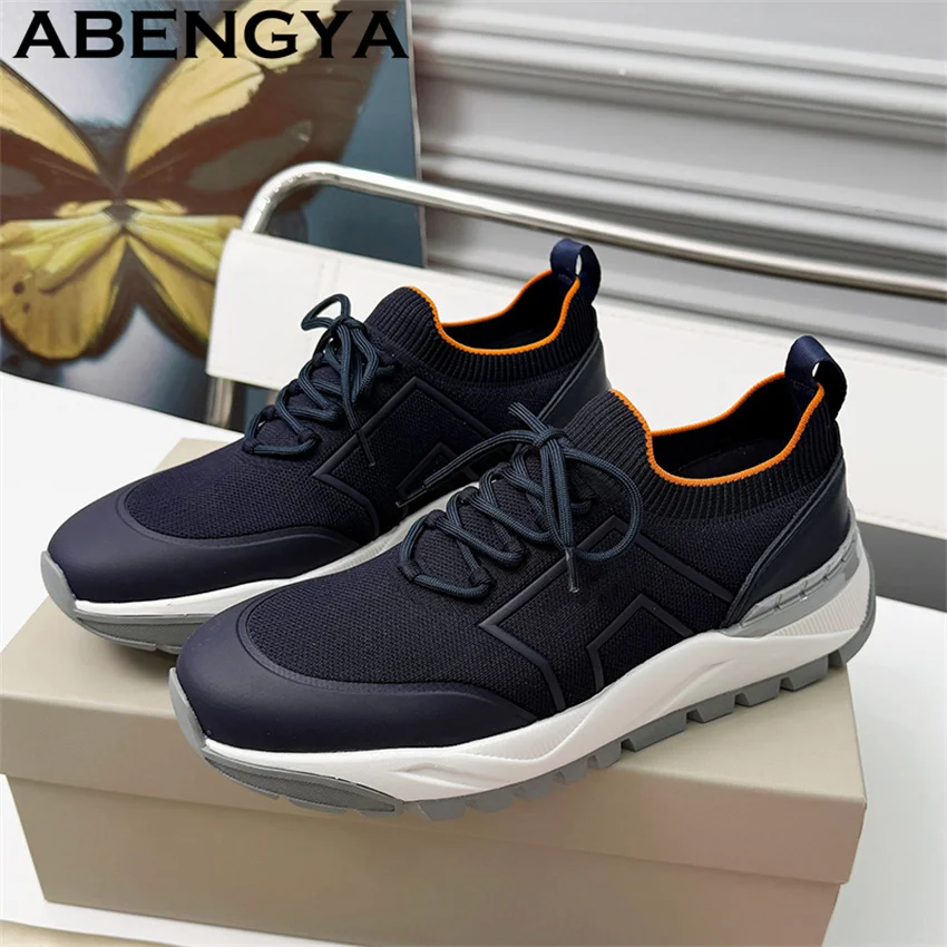 

2026 Men's New Racing Running Shoes Reflective Cushion Stable Sneakers Shoes Casual Lace Up Wearable Flat Shoes Man Trainer