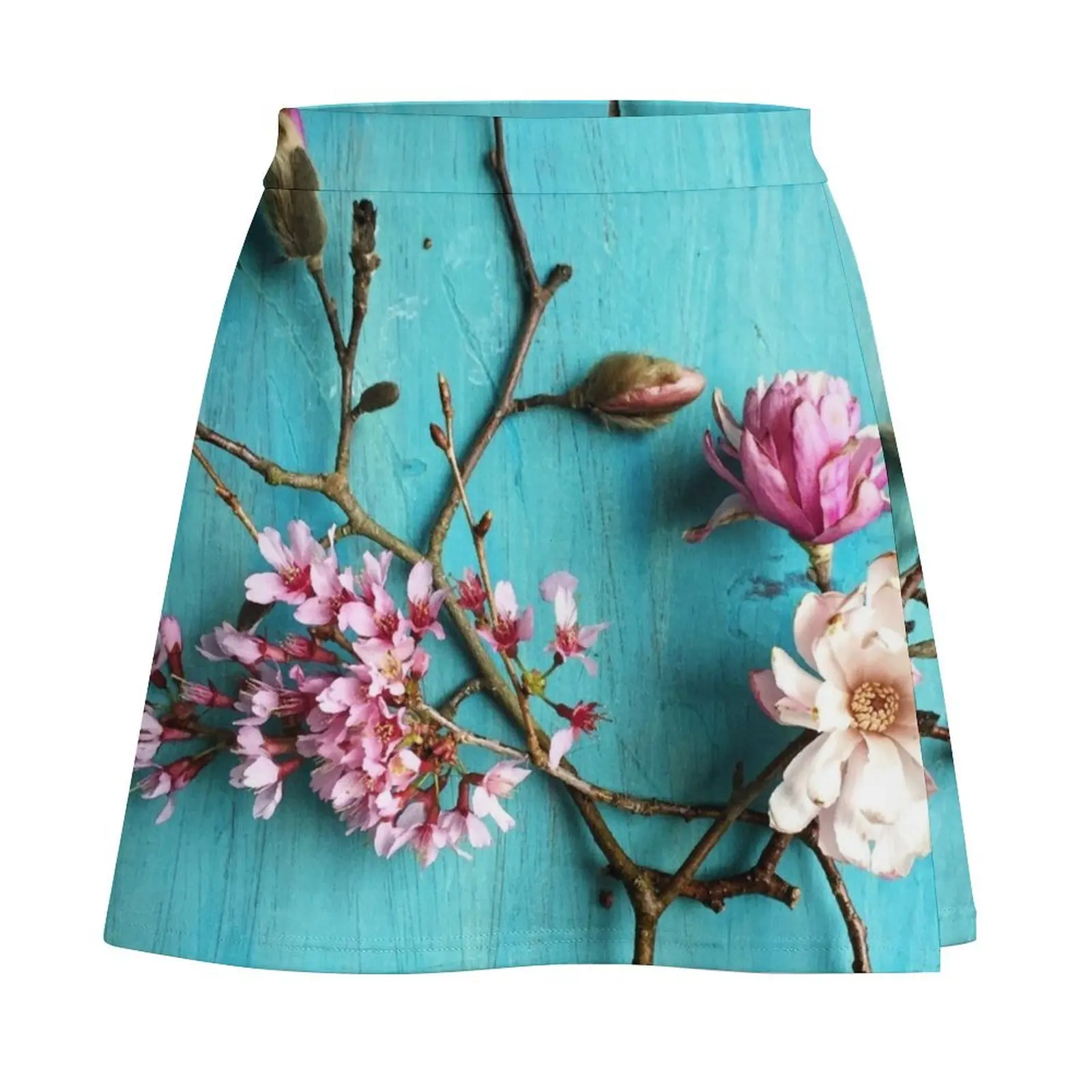 Flores da primavera mini saia roupa estilo coreano cosplay saia de cetim mini saia