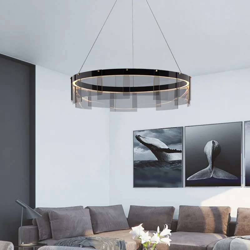 Stratos LED Chandelier modern glass LED light luxury minimalist light design for dining room hall