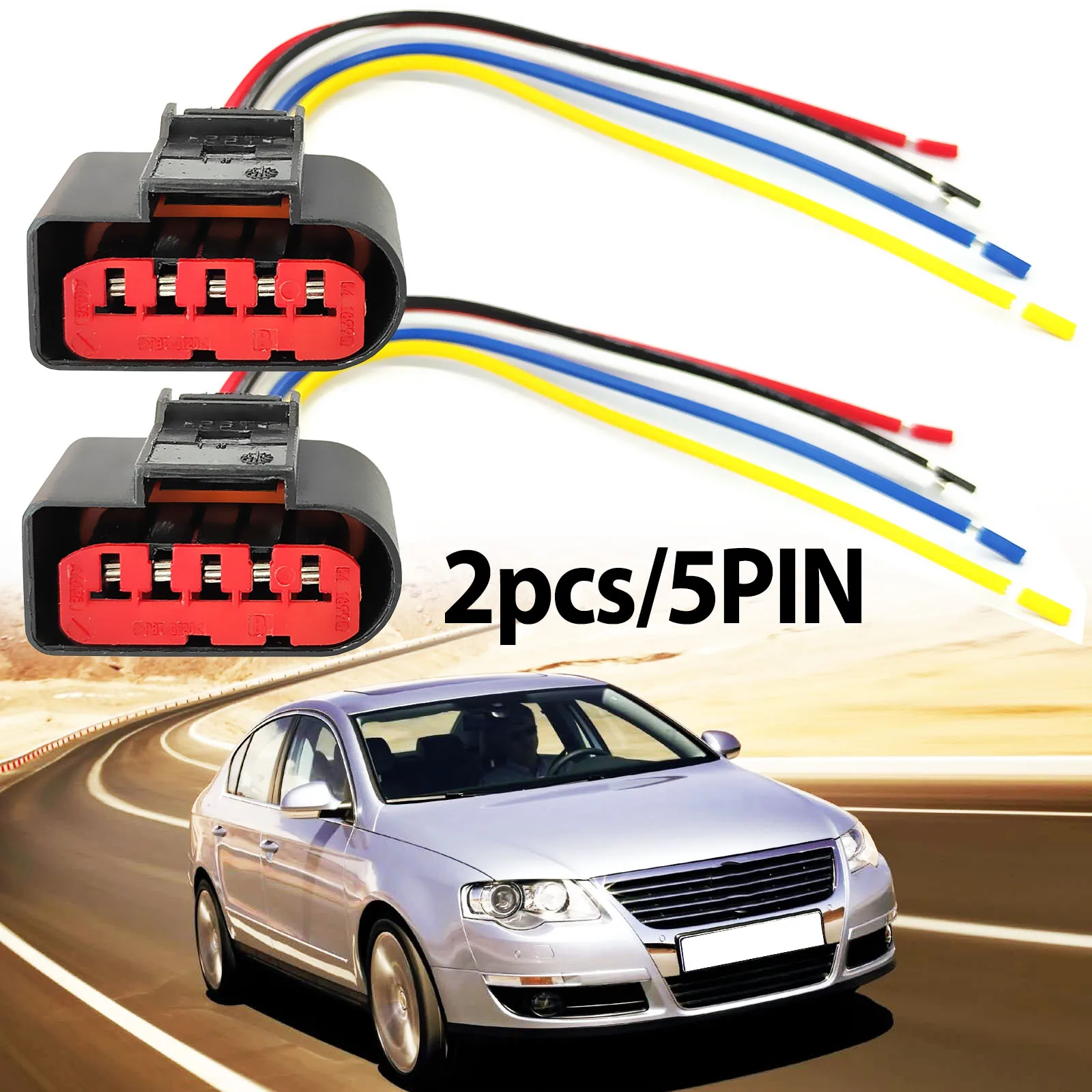 2pc For VW Sharan Golf Bora Polo Passat B5 B6 Touran Jetta Caddy Fox T5 MAF Mass Air flow Meter Sensor Connector Plug 1J0973775A