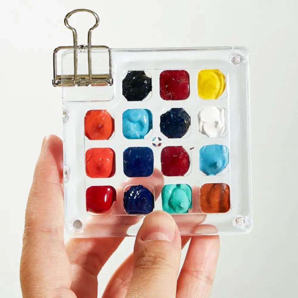 15Color Mini Watercolor Paint Set with Acrylic Storage Box Portable Pocket-sized Paint Set Compact & Easy-to-Carry PocketSized