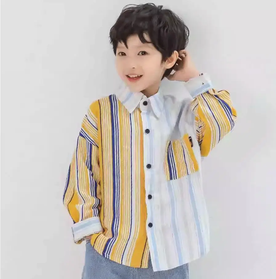 Boy's Easy Match Plaid Patchwork Shirt/Children's Long Sleeves Shirt 3582
