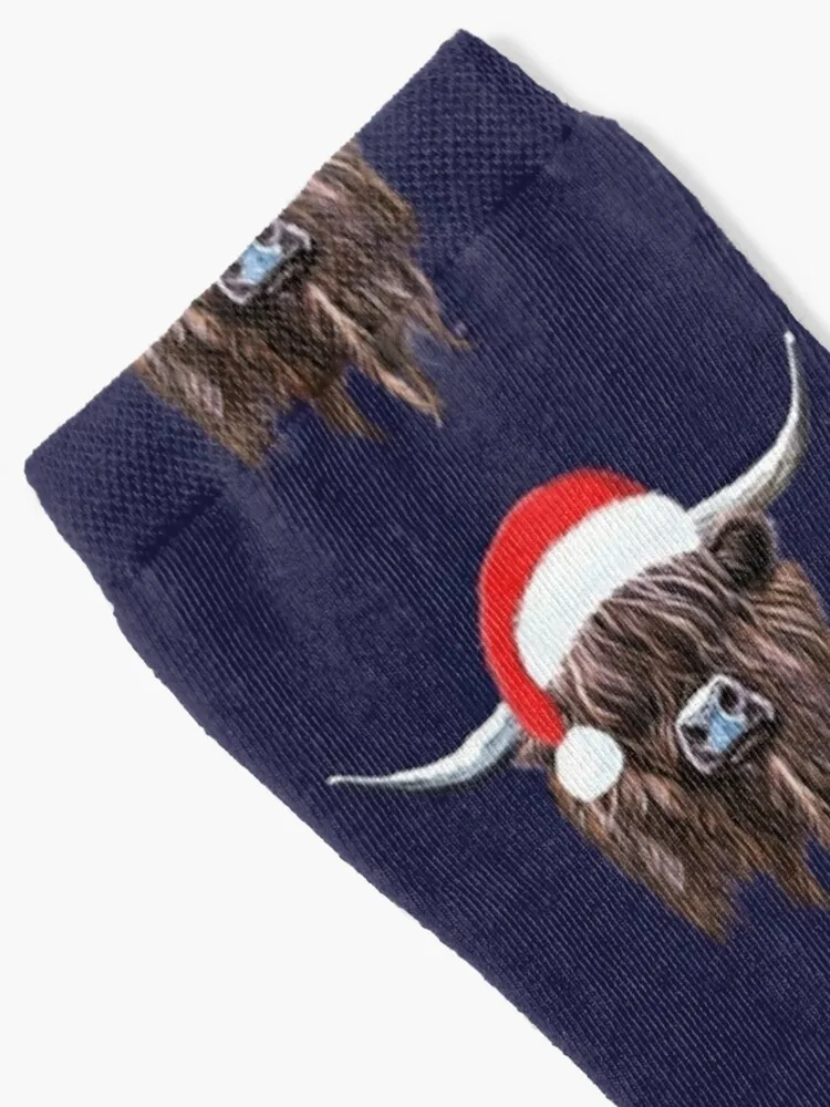 Scottish Highland Cow Christmas Santa Hat Socks Thermo Socks For Men