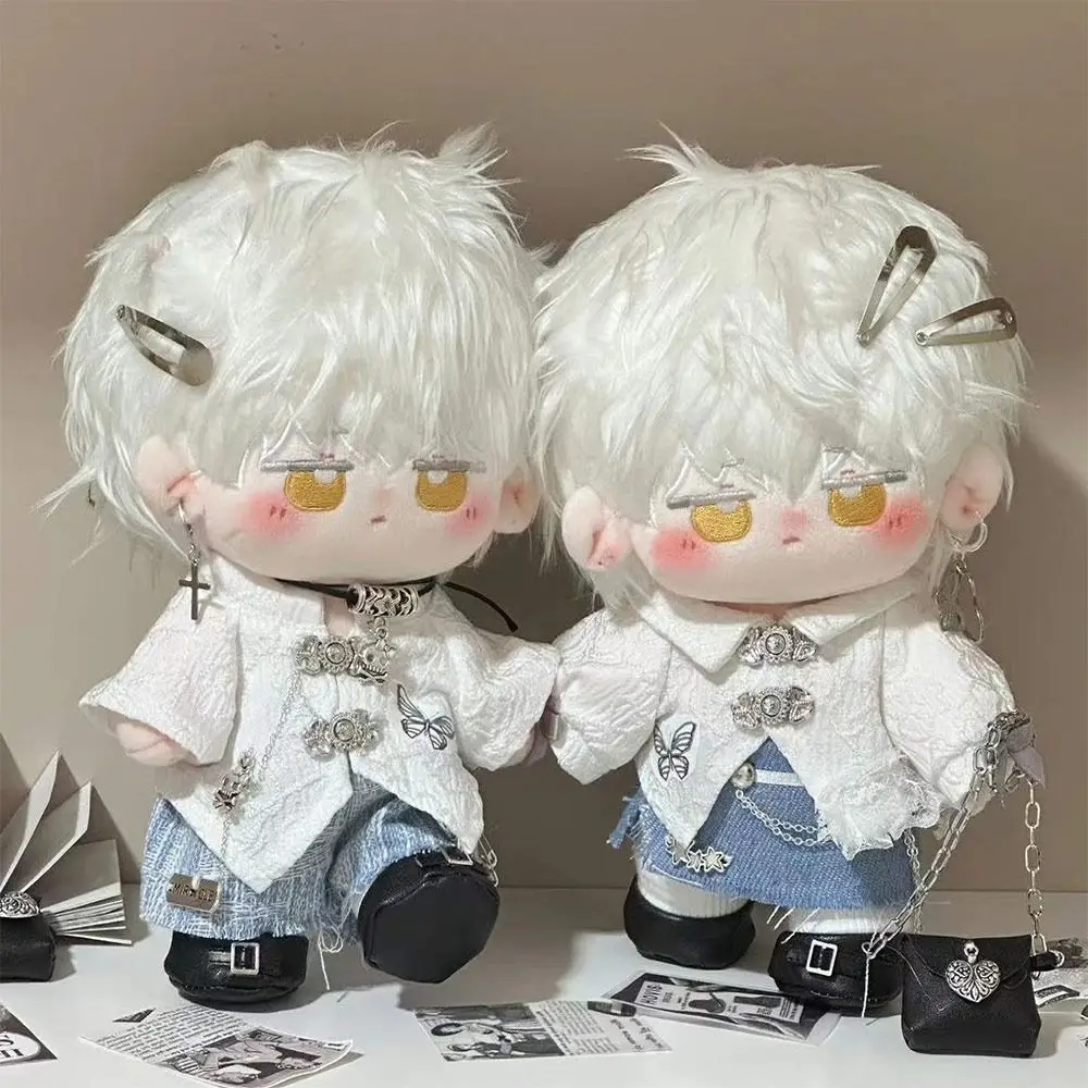 20CM Doll Clothes Changing Dress Game Playing House Doll Student Uniform Cosplay White Blue Mini School Suit Cotton Stuffed Doll