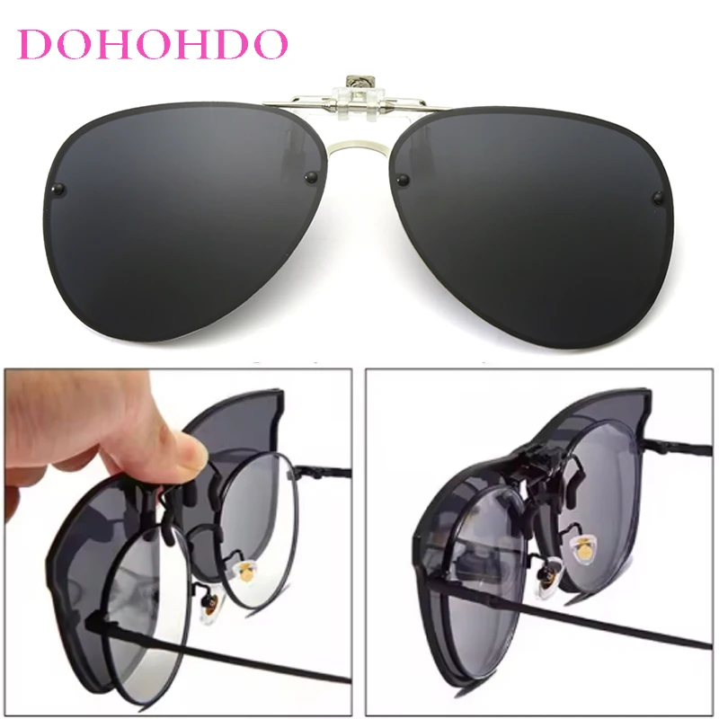 

Men Women Polarizing Clip-on Flip-up Lens Metal Pilot Driver Outdoor Sports Goggles Night Vision Glasses Anti Glare UV400 Очки