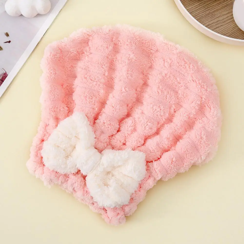 Women Hair Wrap Towel Absorbent Hair Drying Cap with Bow Rapid-dry Turban Wrap for Women Soft Quick-drying Hair Towel for Bath