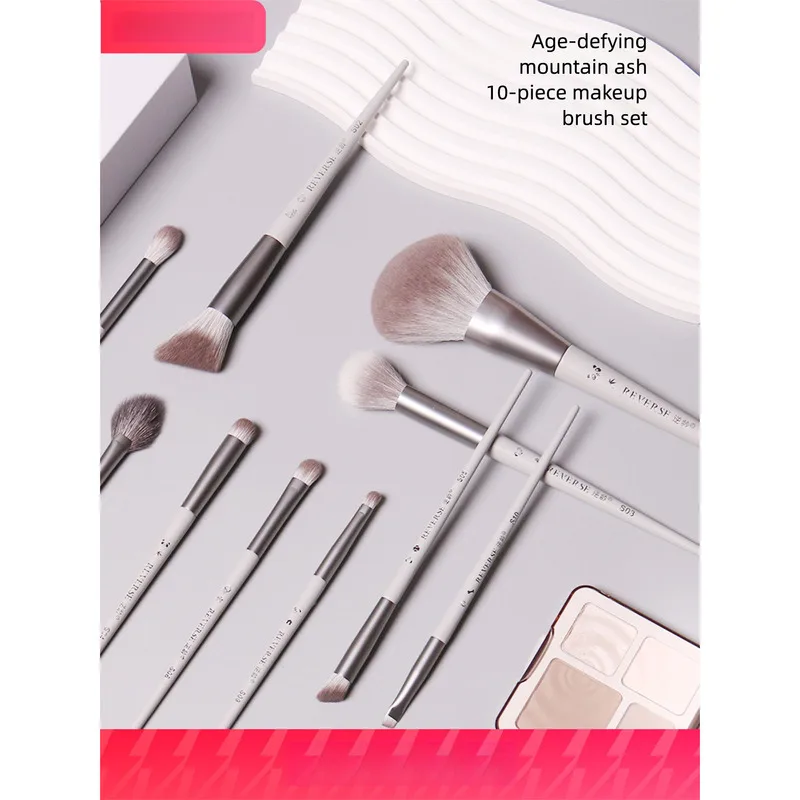 Anti-aging Mountain Grey 10-piece Makeup Brush Set, Ultra-soft, Professional Grade, Affordable, Portable, Complete Set