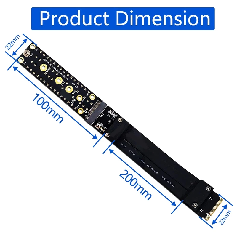 M.2(NGFF) Key M Nvme SSD Extension Cable Extender Pcie3.0 X4 Full Speed 4 Supports Only M.2 Key M Interface SSD