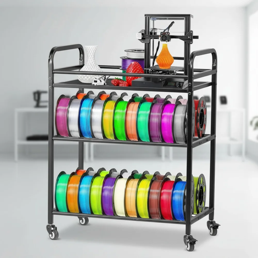 

4-Tier Heavy Duty 3D Printer Filament Storage Rack with Wheels, Organizer for Printing Station & Workshop