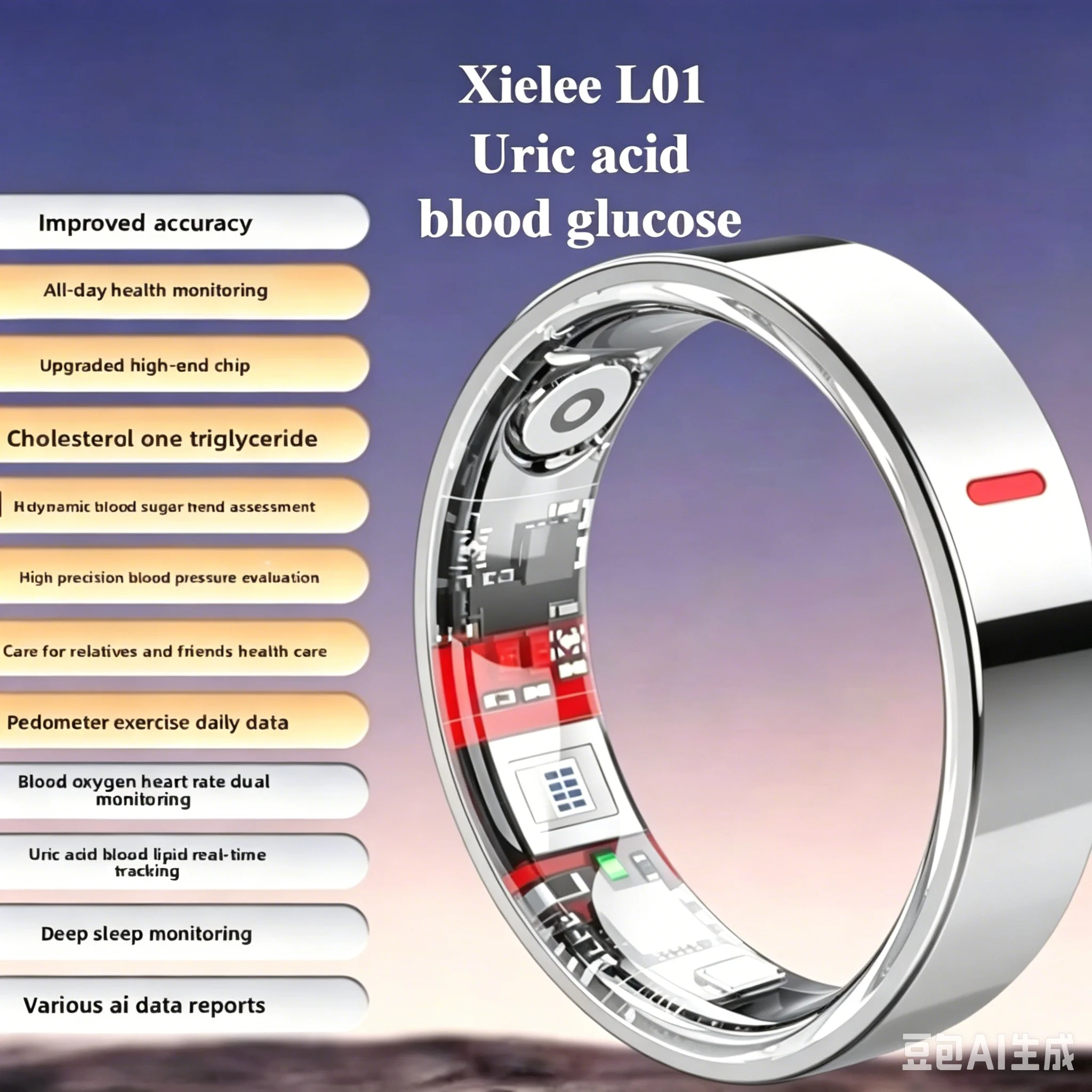 Xielee 12th Upgraded Chip High-end Titanium Alloy Smart Ring,Heart Rate Blood Oxygen Sleep Monitoring Sports Waterproof