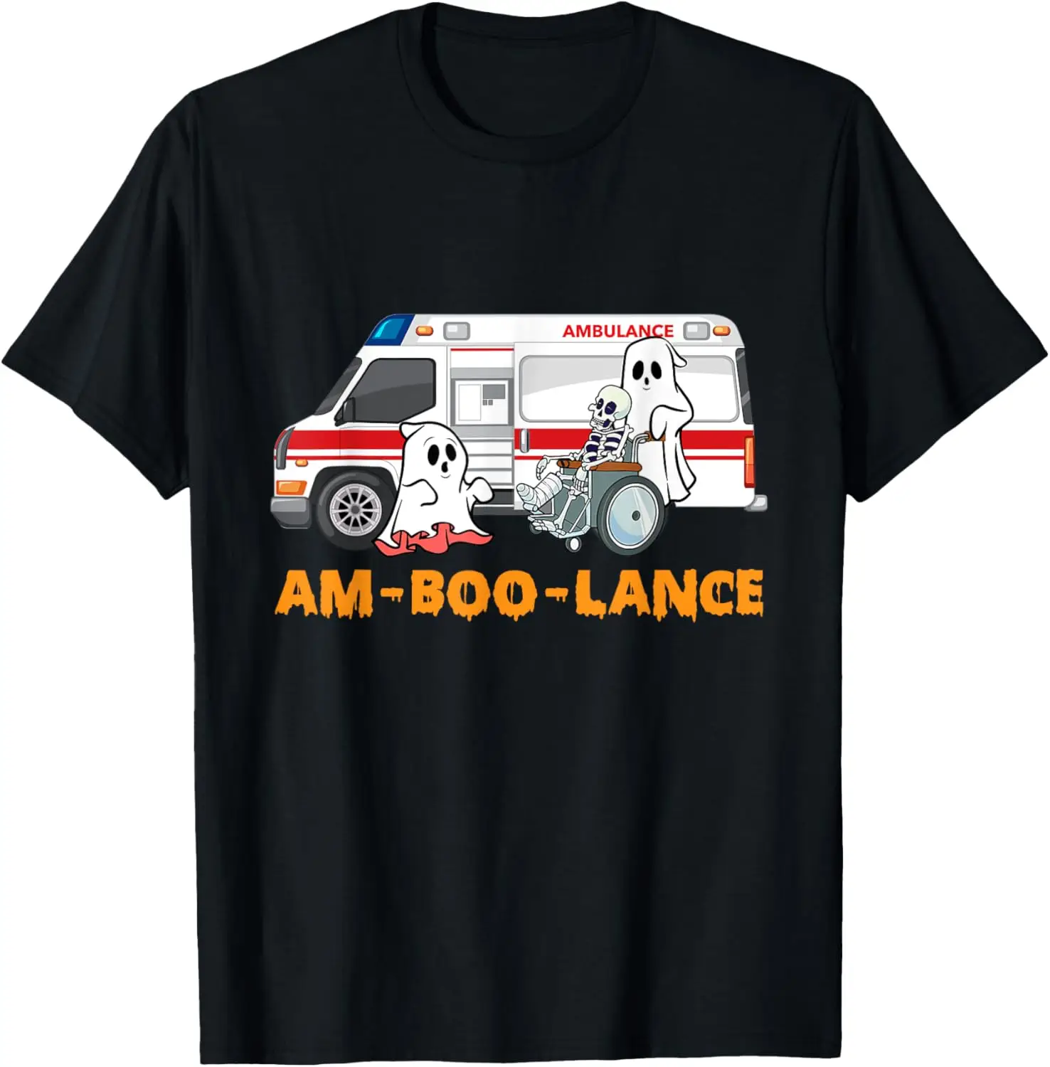 

Funny Amboolance Ambulance EMT Paramedic Boo Ghost Halloween T-Shirt