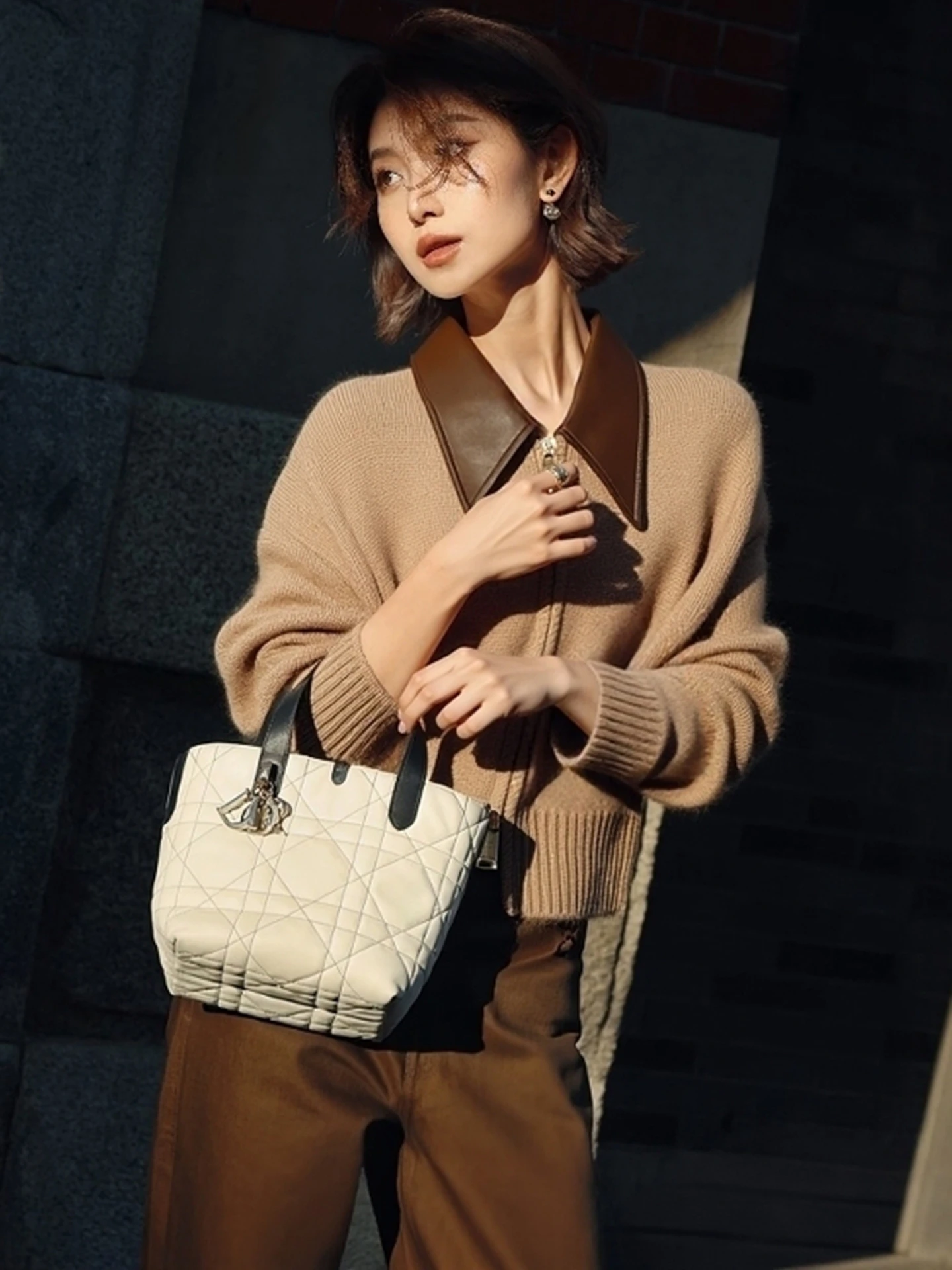 

Unique Winter Knitted Sweater Zipper Collar Lazy Sle Soft Cozy High End Feeling Women's Faion Loose Fit ort Length