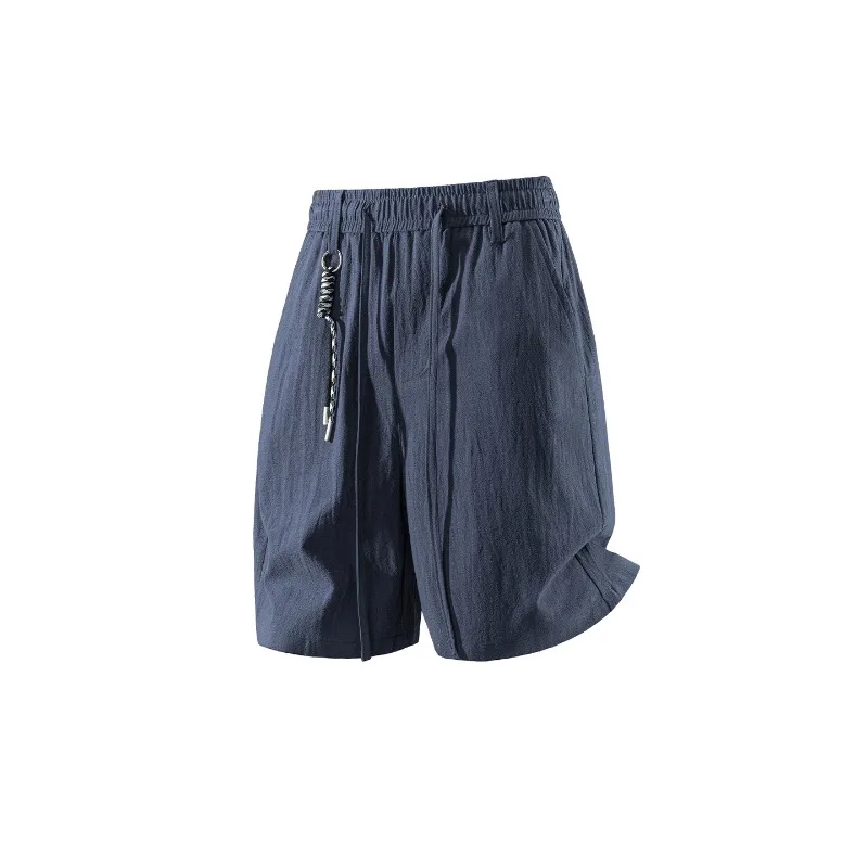 

Dark Blue Straight Leg Cotton Shorts Men Korean American Style 2026 Summer Loose Casual Beawear Sportswear